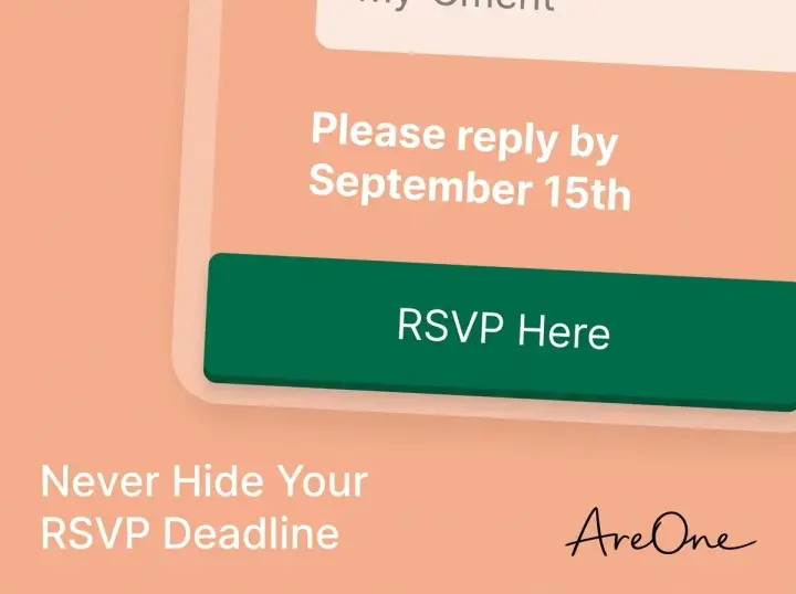 A mockup showing a clear RSVP button on a digital invite with a prominent deadline directly above it