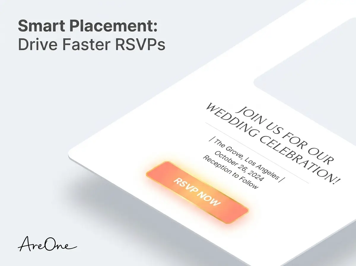 modern wedding invite examples displaying minimalist typography and a prominently placed glowing RSVP button for digital tracking