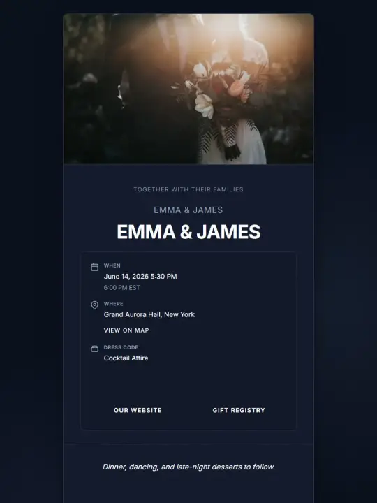 Noir Elegance wedding invitation template preview