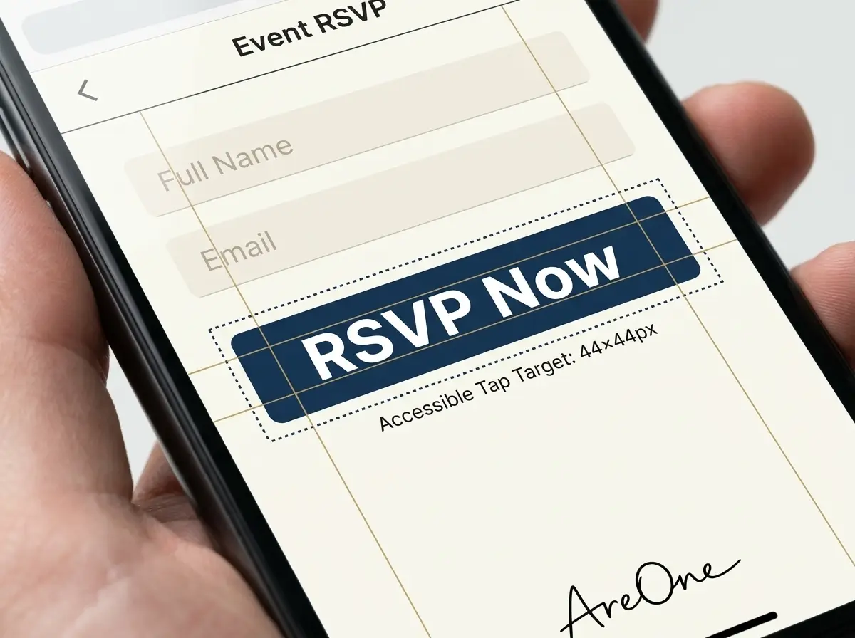 illustrating an accessible tap target size on a mobile RSVP form.