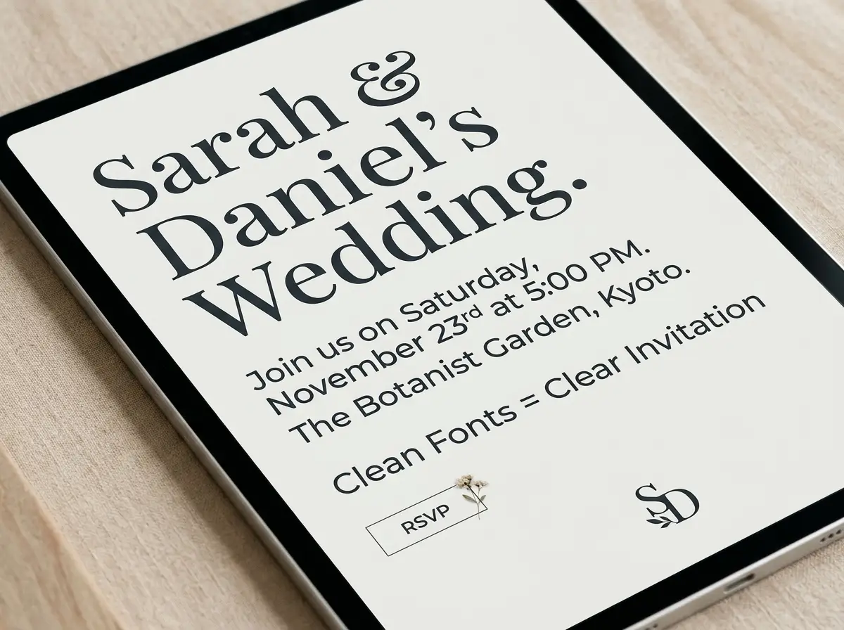 showing clear typography and language on a digital invitation.